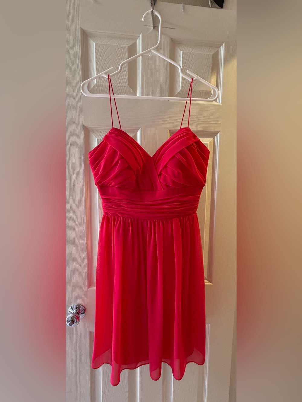 Alfred Angelo Hot Pink Spaghetti-Strap Chiffon Mini Dress